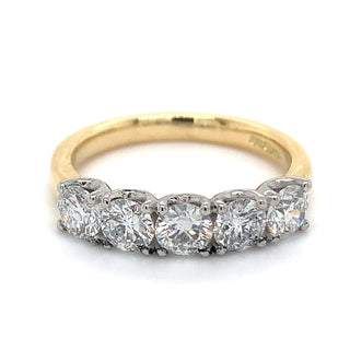 18ct Yellow Gold 1.30ct Lab Grown 5 Stone Diamond Eternity Ring
