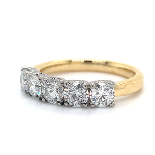 18ct Yellow Gold 1.30ct Lab Grown 5 Stone Diamond Eternity Ring