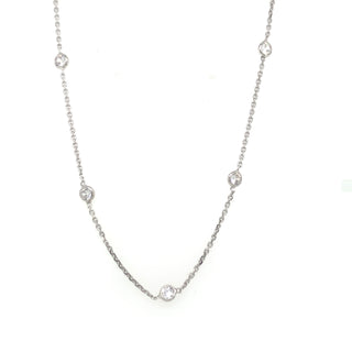 Sterling Silver Long Rubover CZ Necklace