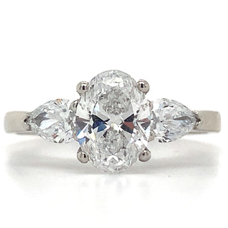 Cynthia - Platinum 1.48ct Laboratory Grown Oval and Side Pear Diamond Rings