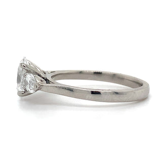 Cynthia - Platinum 1.48ct Laboratory Grown Oval and Side Pear Diamond Rings