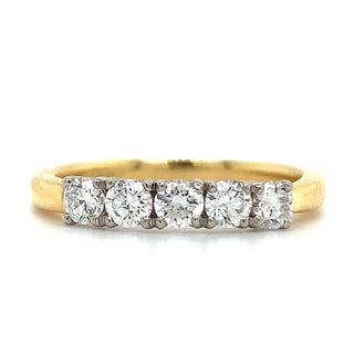 18ct Yellow Gold 0.53ct Lab Grown 5 Stone Diamond Eternity Ring