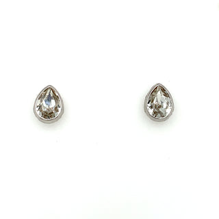 Sterling Silver Cz Pear Stud Earrings