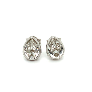 Sterling Silver Cz Pear Stud Earrings