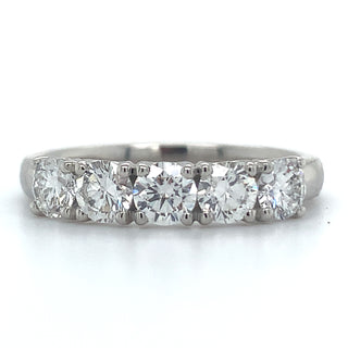 Platinum 1.07ct Laboratory Grown 5 Stone Diamond Eternity Ring