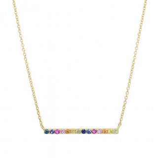 9ct Yellow Gold Multi-Coloured Sapphire Bar Necklace