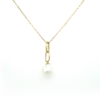 9ct Yellow Gold Pearl Link Pendant