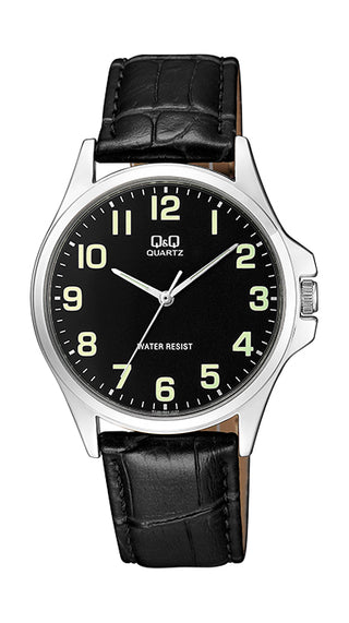 Q&Q Black Croc with Black Face Gents Watch