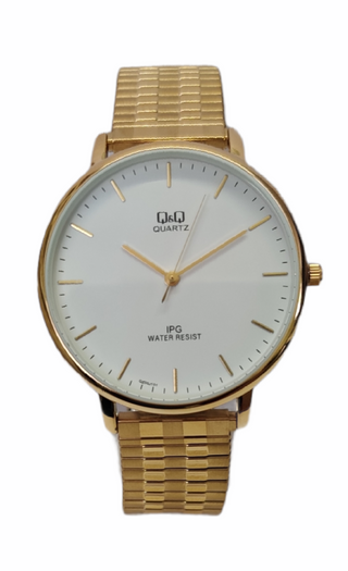 Q&Q Gold Plated Expandable Gents Watch