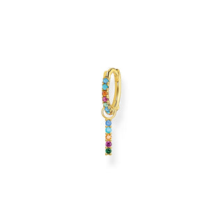 Single hoop earring with coloured stones and pendant gold Thomas Sabo