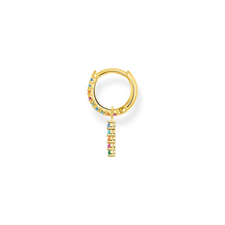 Single hoop earring with coloured stones and pendant gold Thomas Sabo