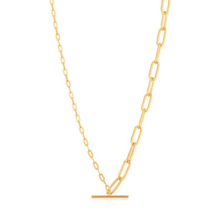 Ania Haie Mixed Link T-Bar Necklace Gold