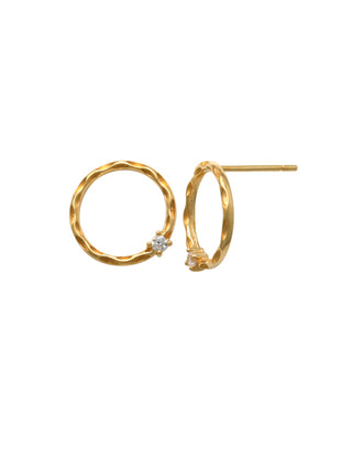 9ct Yellow Gold Circle Stud with CZ