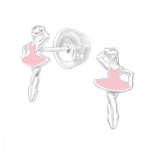 Premium Children's Silver Ballerina Ear Studs
