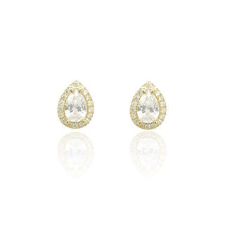 9ct Yellow Gold Cubic Zirconia Pear Cluster Earrings
