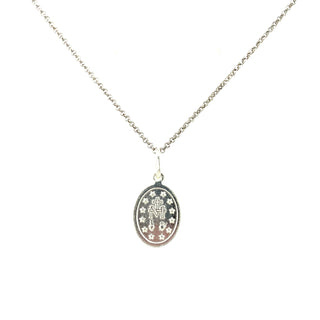 Sterling Silver Oval Miraculous Medal Pendant and Chain
