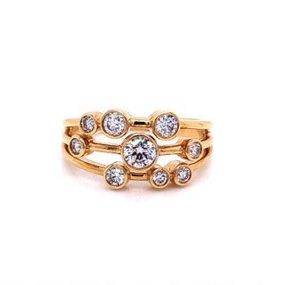 18ct Gold Scattered Diamond Triple Band