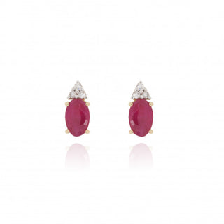9ct Yellow Gold Diamond and Ruby Earrings