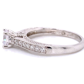 Sterling Silver Solitaire Ring with Cz Set Shoulders