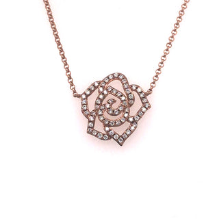 9ct Rose Gold Diamond Flower Pendant