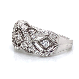 Detailed Design Earth Grown Diamond Band in 18ct White Gold