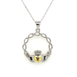 Sterling Silver Twisted Claddagh Pendant