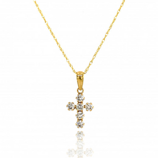 9ct Yellow Gold CZ Cross Pendant