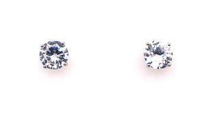 Sterling Silver Cz 7mm Round Stud Earrings