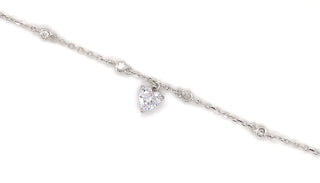 Sterling Silver Cz Heart Bracelet