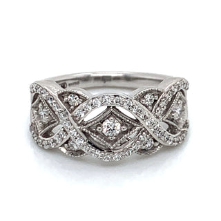 Detailed Design Earth Grown Diamond Band in 18ct White Gold