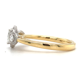 Kate - 18ct Yellow Gold 0.61ct Oval Halo and Side Pear Earth Grown Diamond Ring