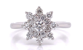 18ct White Gold Cluster Diamond Engagement Ring