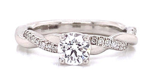 Platinum Diamond Solitaire Ring With Twisted Band