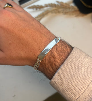 Sterling Silver Curb Link Gents ID Bracelet