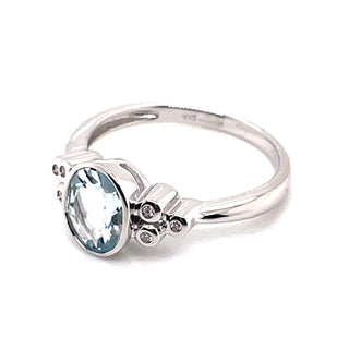 9ct White Gold 1ct Aquamarine & Diamond Trilogy Ring