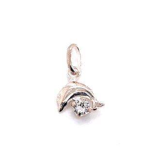 Sterling Silver Dolphin Charm with Cz