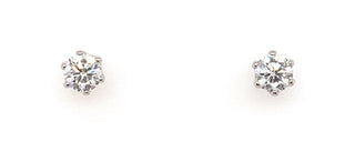 Platinum 1ct 6 Claw Diamond Stud Earrings