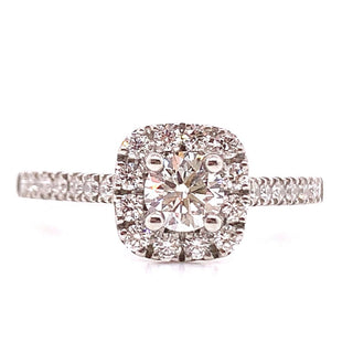 Robyn - Platinum Round Brilliant Cushion Shaped Halo Diamond Engagement Ring