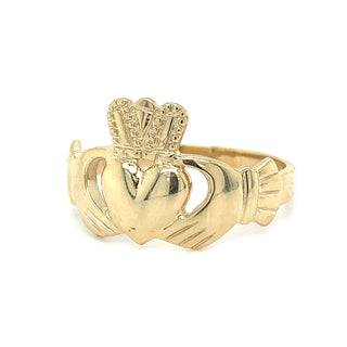 9ct Yellow Gold Gents Heavy Claddagh Ring