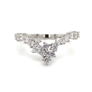 Sterling Silver Scattered CZ Crown Ring