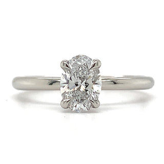 Valeria - Platinum 0.78ct Lab Grown Oval Solitaire with Hidden Halo