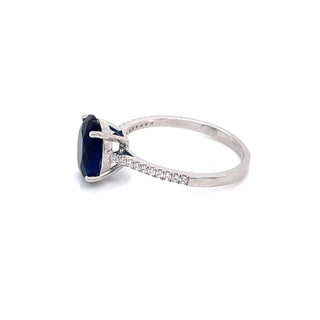 Sterling Silver Oval CZ Sapphire Ring