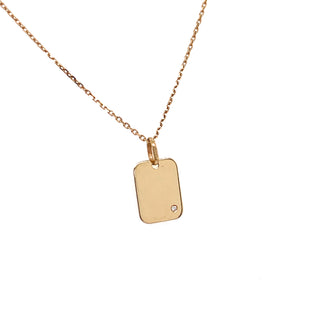 9ct Gold Rectangle Disc with Diamond