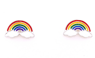 Sterling Silver Rainbow Stud Earrings