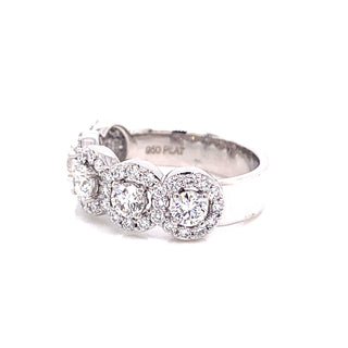 Platinum 5 Stone Halo Diamond Ring