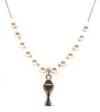 Sterling Silver Pearl And Chalice Necklace