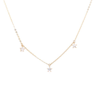 9ct Yellow Gold 3 Star CZ Necklace
