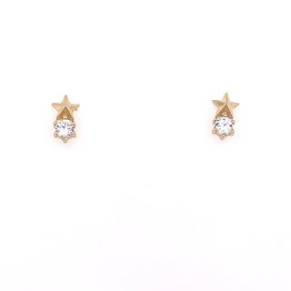 9ct Yellow Gold Star & Round CZ Stud Earrings