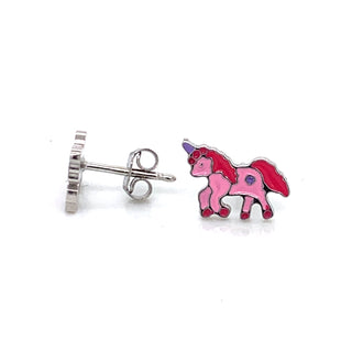 Pink Unicorn Sterling Silver Earrings