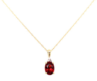 9ct Yellow Gold Diamond & Garnet Pendant Necklace